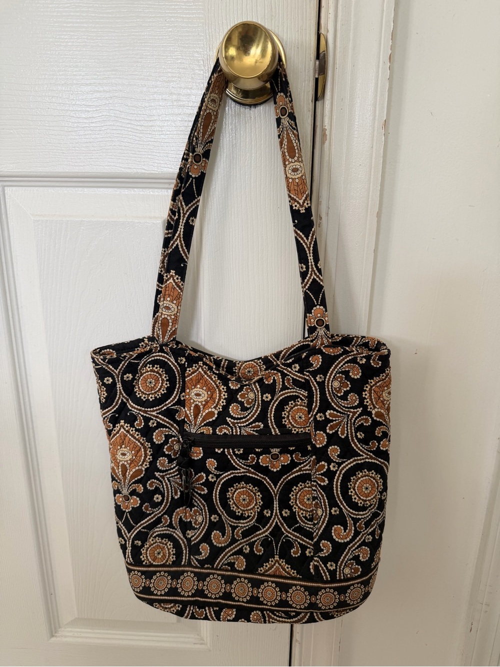Vera Bradley Black and Brown Paisley Quilted Tote